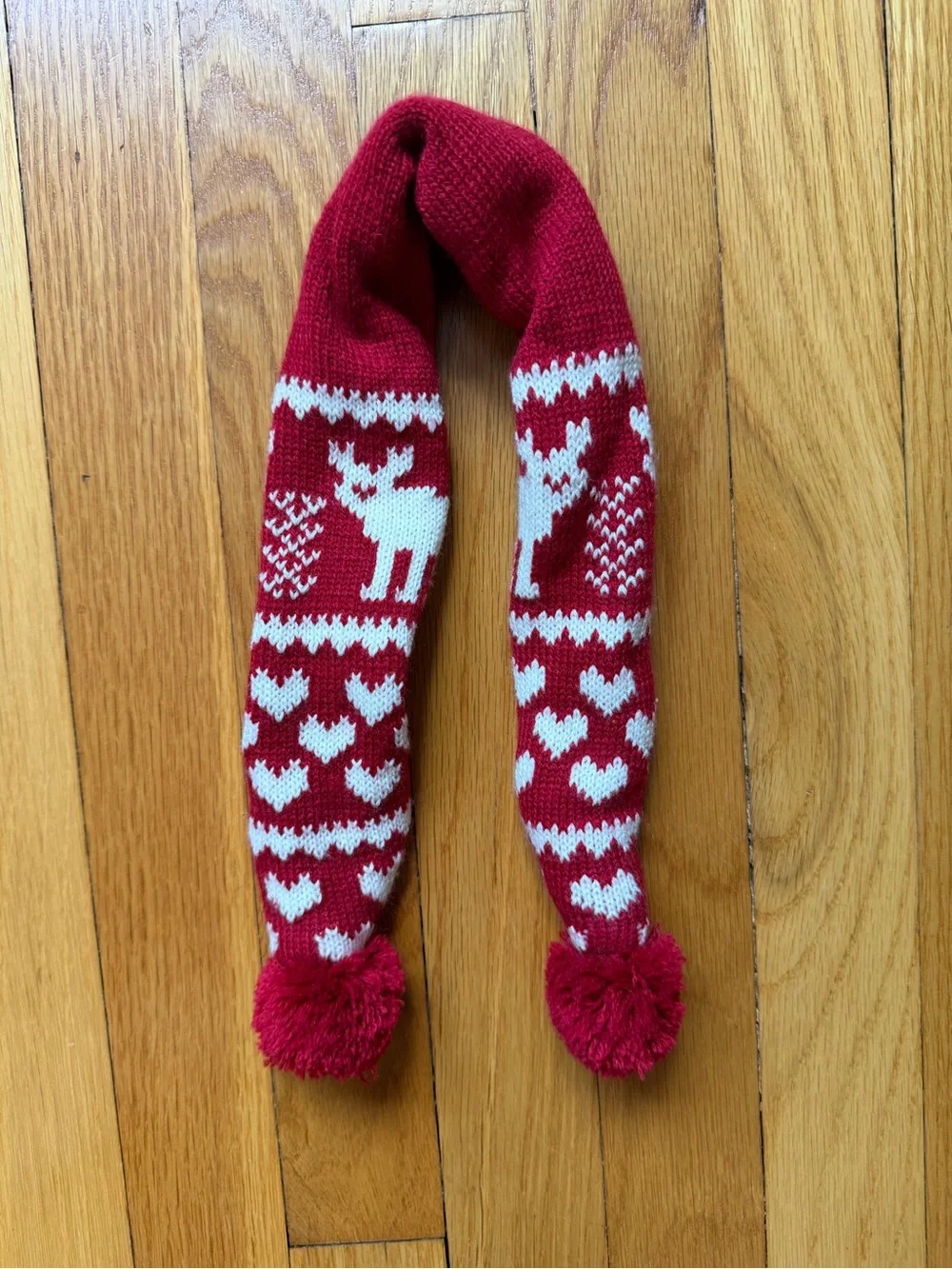🐾 Reindeer & Heart Knit Hat and Scarf Set